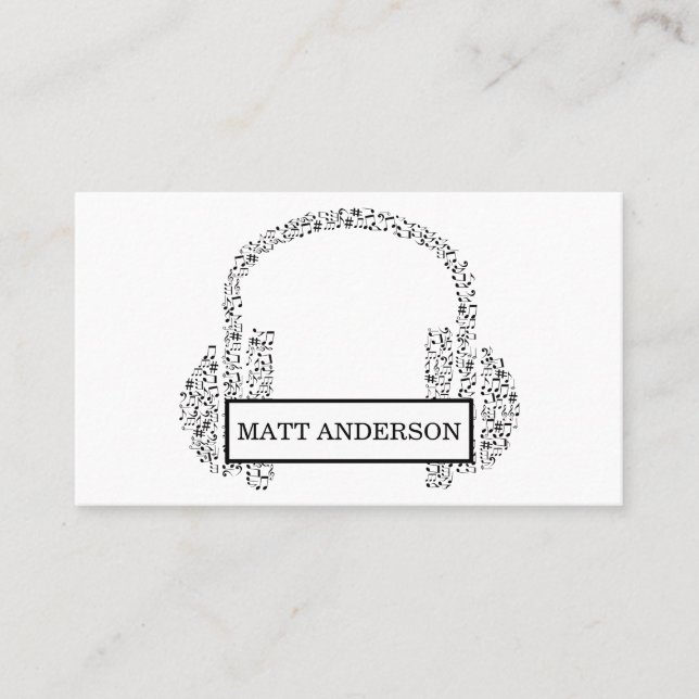 Cartão De Visita Música preta dos fones de ouvido corajosos legal (Frente)