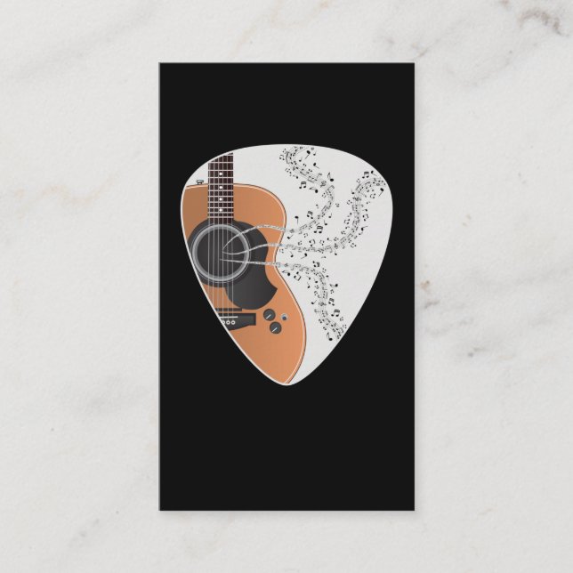 Cartão De Visita Musical Notes Acoustic Guitar Pick Player Musical (Frente)