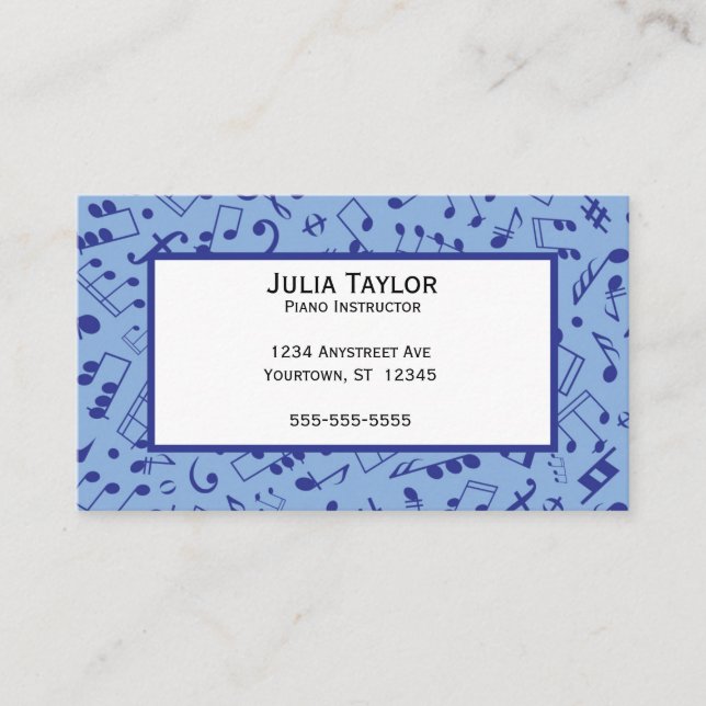 Cartão De Visita Musical Notes Music Teacher Composer (Frente)