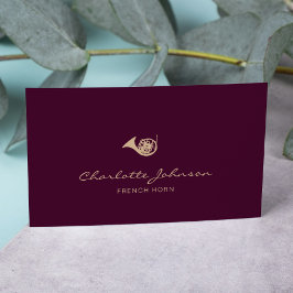 Cartão De Visita Musicário francês Horn Elegante Burgundy