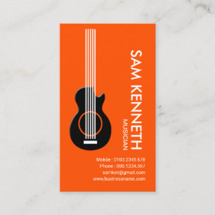 Cartão De Visita Músico espectacular do entusiasmo alaranjado do