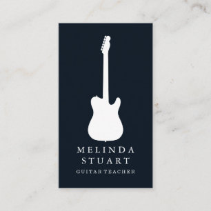 Cartão De Visita Músico Professor de Guitarra Chic Minimalista Mode
