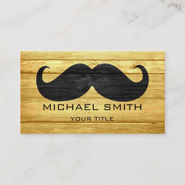 Cartão De Visita Mustache Vintage Wood #3 (Frente)