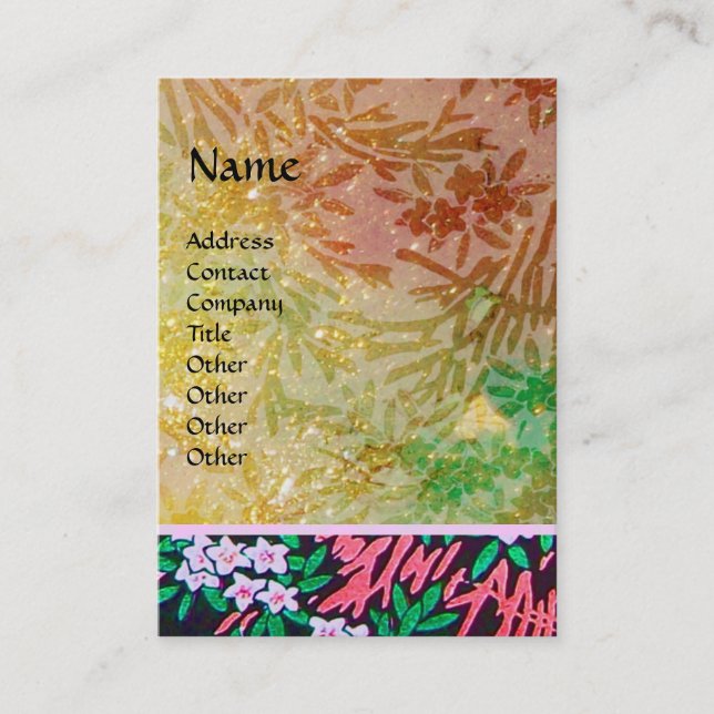 Cartão De Visita MYRTLE MÁGICO/Reflexões Douradas de Espumantes (Frente)