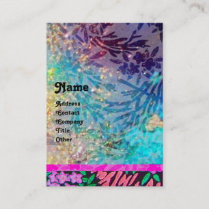 Cartão De Visita MYRTLE MONOGRAM, azul turquase-rosa fuchsia gold