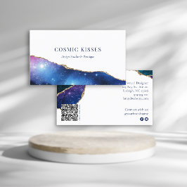 Cartão De Visita Mystic Blue Crystal Geode Logotipo Comercial Doura