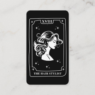 Cartão De Visita Mystical Tarot Card Black and White Hair Stylist