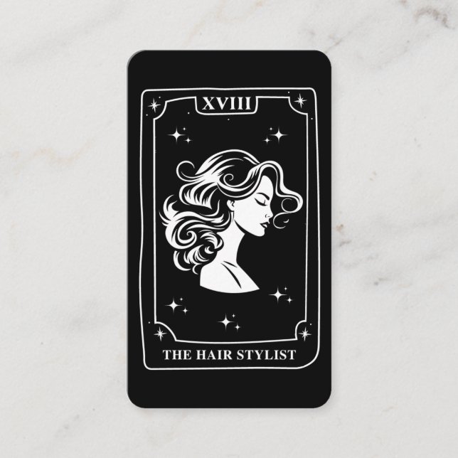 Cartão De Visita Mystical Tarot Card Black and White Hair Stylist (Frente)