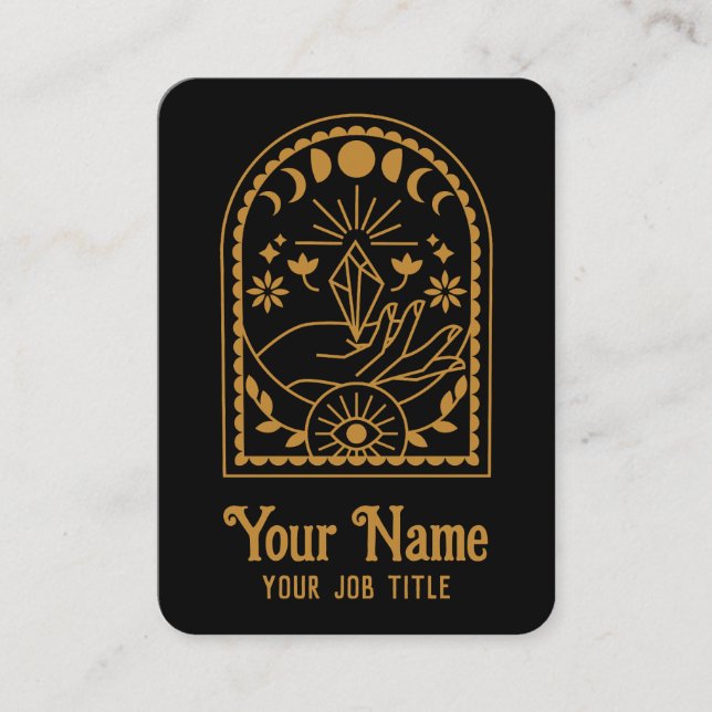 Cartão De Visita Mystical Witchy Crystal Moon Phases (Frente)