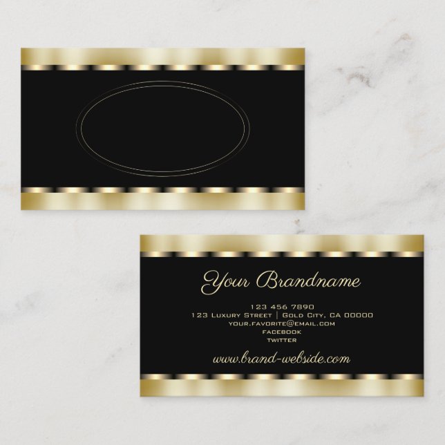 Cartão De Visita Na moda Black e Dourado Shimmer Efp Professional (Frente/Verso)