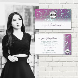 Cartão De Visita Na moda branco cor-de-rosa com cintilação brilhant