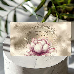 Cartão De Visita Na moda Chic Dourado Confetti Glitter Lotus Metáli