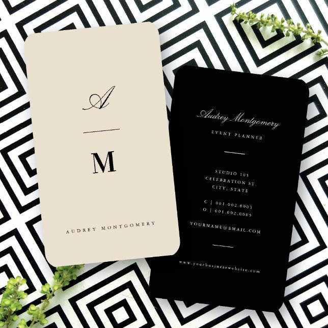 Cartão De Visita Na moda Clássico Monograma Duplo Mínimo Moderno (Stylish Classic Double Monogram Modern Minimalist Business Card @ fatfatin)