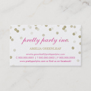 CARTÃO DE VISITA na moda confetti dourado cor-de-r