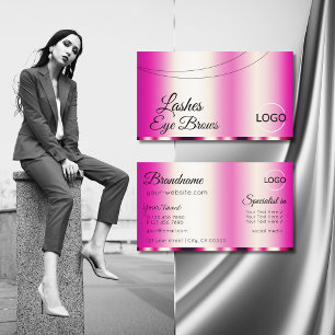 Cartão De Visita Na moda, cor-de-rosa brilhante com logotipo modern