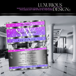 Cartão De Visita Na moda cor-de-rosa - Lágrimas roxas - Estrelas Mo