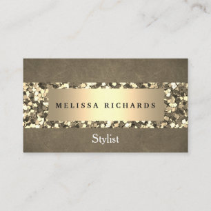 Cartão De Visita Na moda de Artista Dourado e Sequin