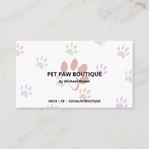 Cartão De Visita Na moda de Chic Pet Paws Limpo