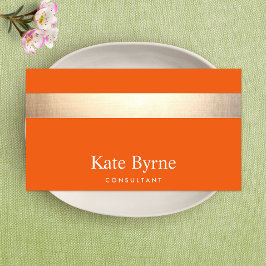 Cartão De Visita Na moda de cor laranja Dourada e fina