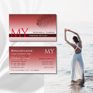 Cartão De Visita Na moda de Folha de Gradiente de Vinho Vermelho co