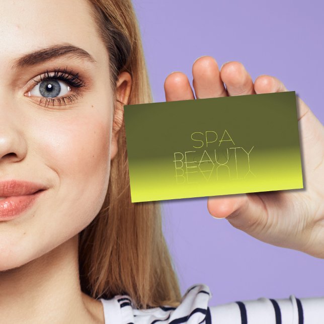 Cartão De Visita Na moda de Letras Espelho Chic com Gradação Amarel (Criador carregado)