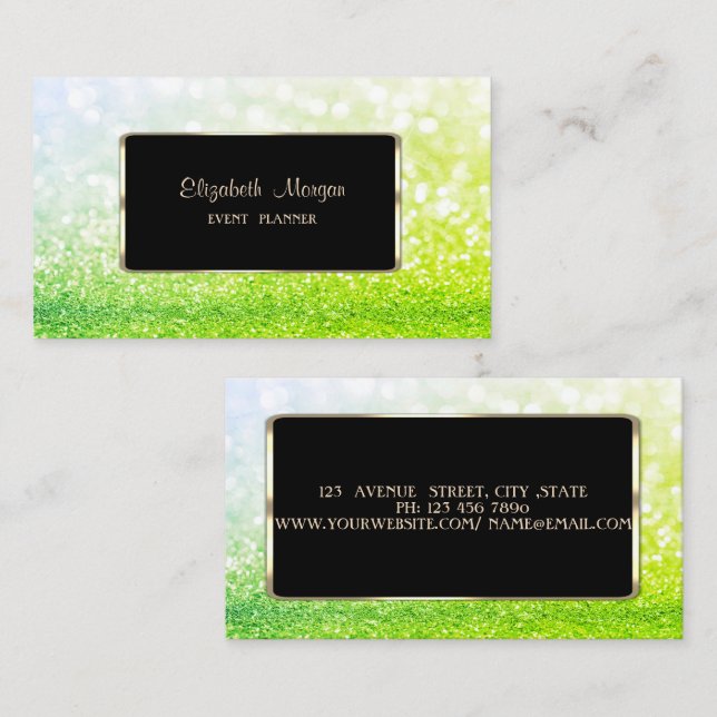 Cartão De Visita Na moda de luxo elegante,Moderno,Bokeh brilhante v (Frente/Verso)