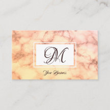 Na moda de Mármore Elegante Pastel Orange Monogram
