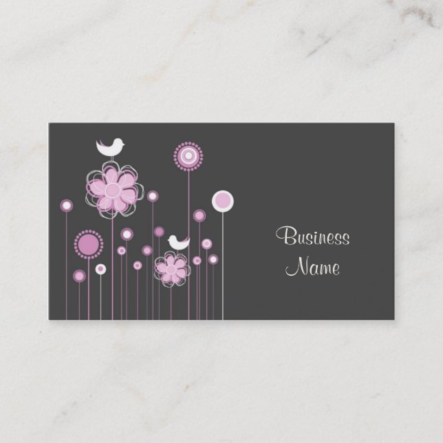 Cartão de visita na moda do design floral (Frente)