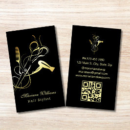 Cartão De Visita na moda dourado com estilista capilar Código qr
