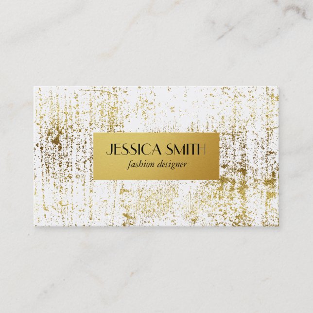 Cartão De Visita Na moda Dourado Grunge Metálico Faux Dourado (Frente)