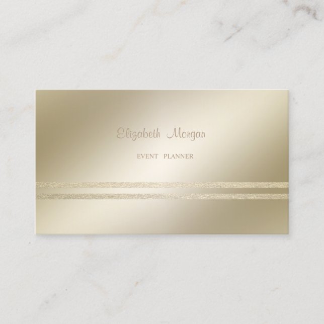 Cartão De Visita Na moda Elegante, Gliteria Dourada Faux riscada (Frente)
