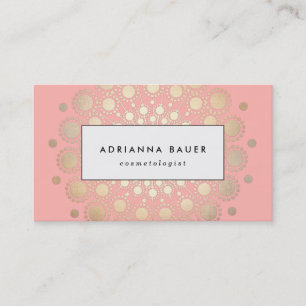 Cartão De Visita Na moda Faux Gold Foil Circular Motif Rosa