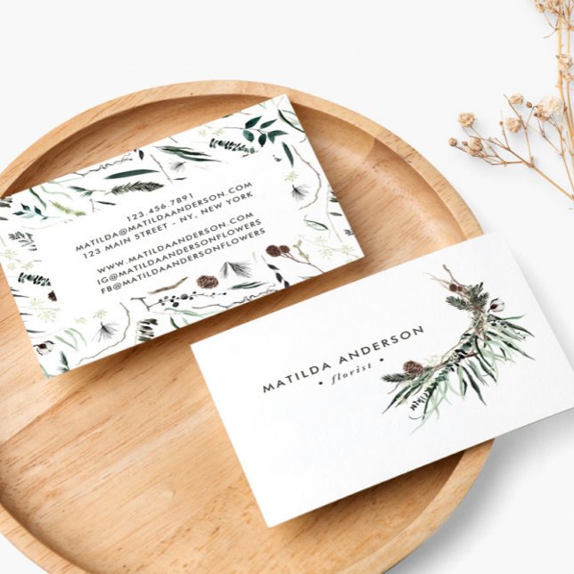 Cartão De Visita Na moda florista florista com aquarelas mudas (Criador carregado)