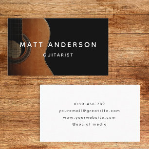 Cartão De Visita Na moda Guitarrista Mínimo Preto e Branco