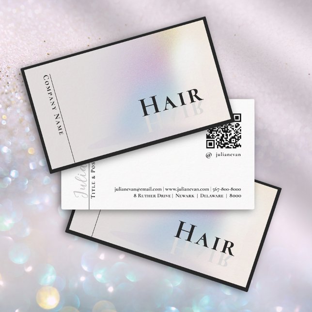 Cartão De Visita Na moda Holographic Silver Hairdresser (Criador carregado)