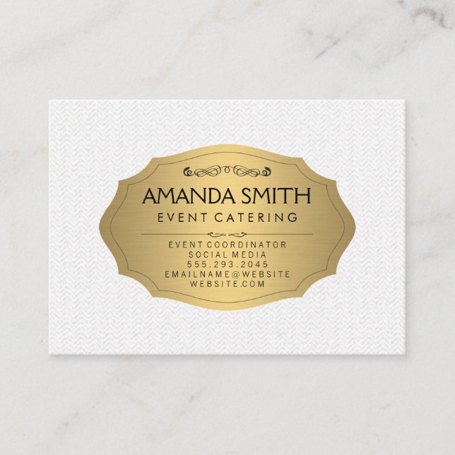 Cartão De Visita Na moda Metálico Dourado com padrão de onda sutil (Frente)