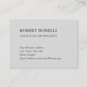 Cartão De Visita Na moda Minimalista de Cinza Platinum Moderno Únic