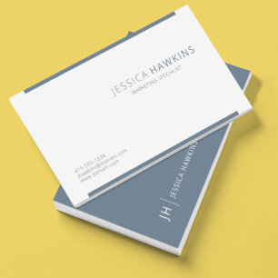 Cartão De Visita Na moda Modern Block Dusty Blue Professional