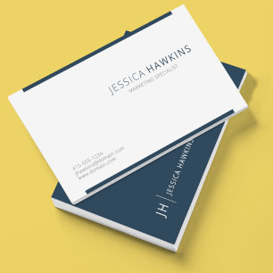 Cartão De Visita Na moda Modern Block Indigo Marinho Blue Professio