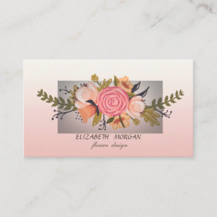Cartão De Visita Na moda Moderna Flor de Aquarela