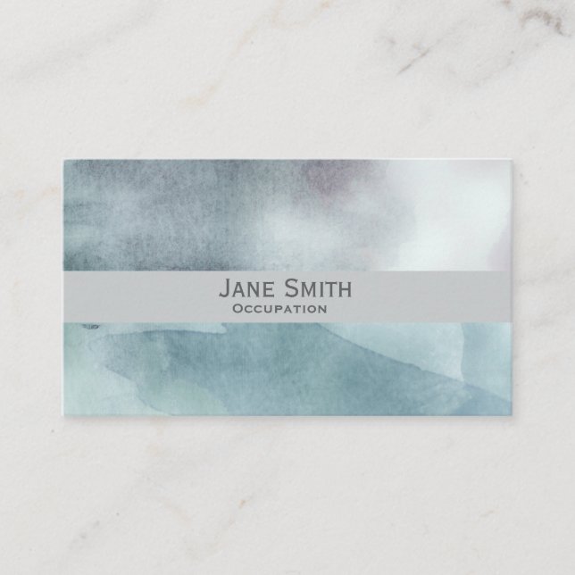 Cartão De Visita Na moda moderno de aquarela de arte azul (Frente)