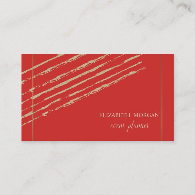 Cartão De Visita Na moda Moderno Elegante,Glitter Stripes,Vermelho (Frente)