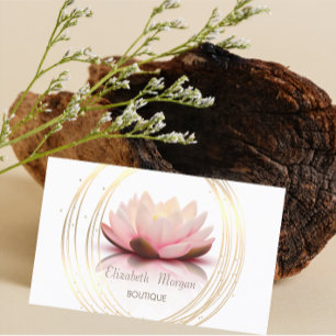 Cartão De Visita Na moda Moderno Elegante, Lótus Dourado