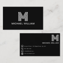 Na moda moderno Monograma Simples Preto Sonoro