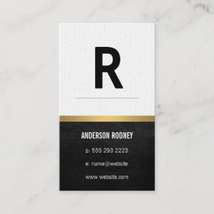 Cartão De Visita Na moda Monograma com Trim Dourado de Couro Padrã