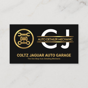 Cartão De Visita Na moda Monograma Dourado Garagem Automática de Pl