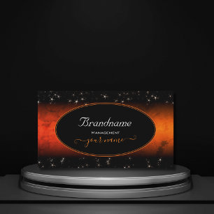 Cartão De Visita Na moda Orange Marble Black Glamor Stars