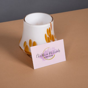 Cartão De Visita Na moda Pink Watercolor Logotipo QR