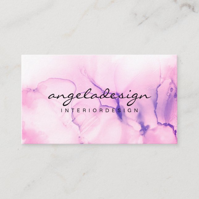 Cartão De Visita Na moda Pintado Mão-de-Água Molhada Aberta (Frente)