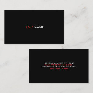 Cartão De Visita Na moda preto branco vermelho
